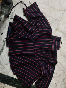 Striped Blouse with Tie Neck