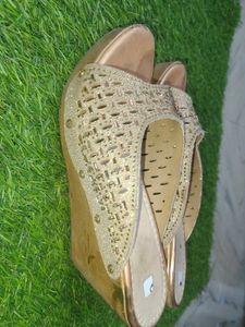 Gold Stone Heels