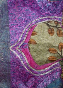 Purple Brocade Readymade Saree Blouse