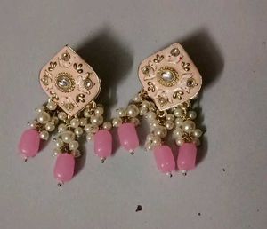Pink Enamel Jhumkas 💗