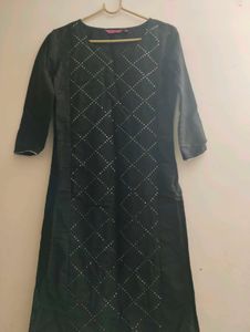 Black Festive Sequins Kurti