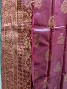 Border Less Soft Copper Zari Silk Saree
