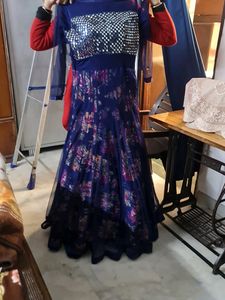 Anarkali Blue Heavy Dress Party Wear