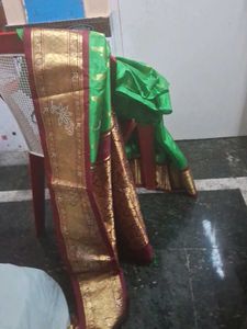 It Is Green Pure Kanjivaram With Big Maroon Silk