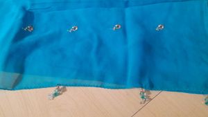 Beautiful Blue Saree With Blouse