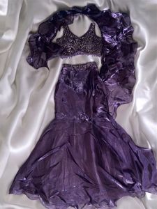 Lavender Fish Cut Lehenga