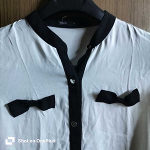Chic White Blouse with Bow Detail