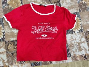 Red Graphic Ringer Tee
