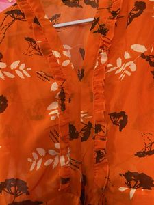 Orange Floral Crop Top