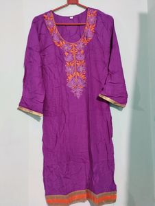 Purple Kurti Embroidered
