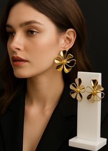 Golden Blossom Stainless Steel Earrings