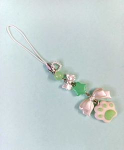 Trendy Handmade Cat Paw Phone Charm - Green