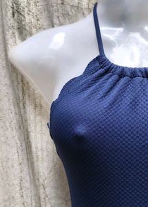 Navy Blue Halter Swimsuit
