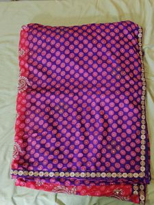 🌸 Pink Brasso Fabric with Polka Dot Design – Fest
