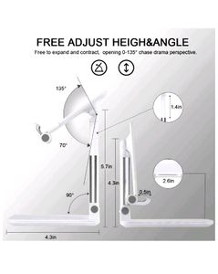 Adjustable and Foldable Desktop Phone Holder Stand -  for Phone Compatible with All Mobile Phone/Tablets Upto 4-11&#34; for Desk, Table, Home &amp; Online Classes (White) Metal Holder (Pack Of 1)
