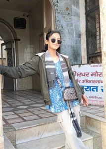 Blue Floral Print Dress (Short Kurti)