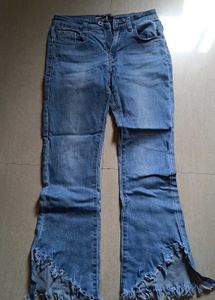 Distressed Hem Jeans
