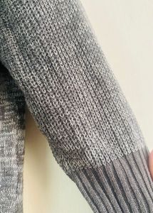 Gray V-Neck Knit Top