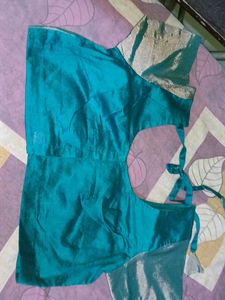 Teal &amp; Silver Silk Blouse