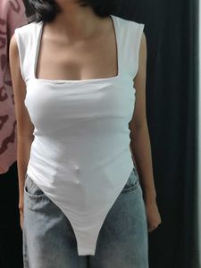 White Sleeveless Bodysuit