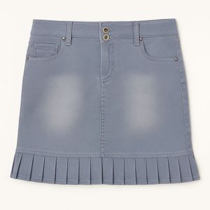 Pleated Denim Mini Skirt