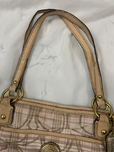 COACH Coded Beige Pink Shoulder Bag