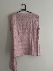 Red Patterned Wrap Top