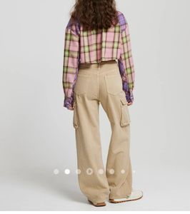 Colorblock Plaid Crop Shirt