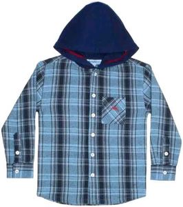 Tommy Bahama Boys Plaid Button Down Hoodie Long Sl