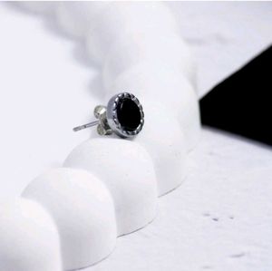 Attractive Dual-Tone Black Stud Earrings