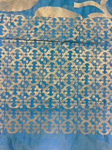 Blue Zari Chanderi Silk Saree+ Blouse Piece