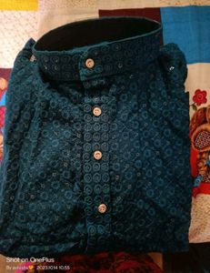 Teal Embroidered Kurta - Classic Style