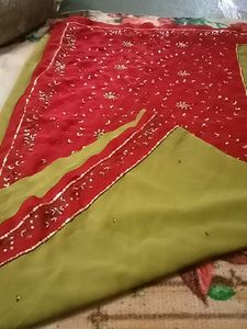 Light Olive Colour Saree With Sequence Work