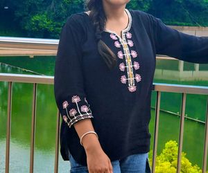 Embroidered Black Top