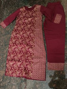 Elegant Maroon Kurta Pant Set
