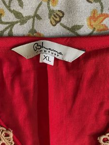 Red Embroidered Ethnic Kurta