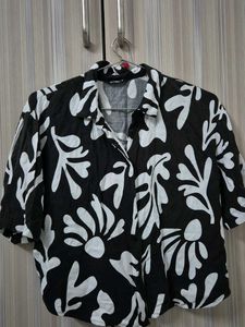 Black And White Half Sleeve Shirt