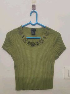 Green Ribbed Top