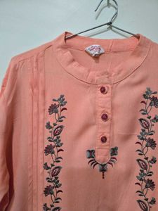 Peach Embroidered Kurta