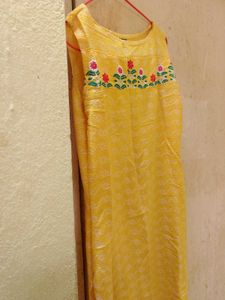 Yellow Embroidered Kurta