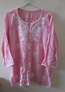 Chikankari Babypink Kurti