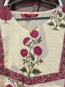 Cream Floral Print Kurta
