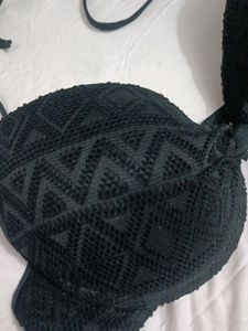 Black Textured Bikini Bra🖤