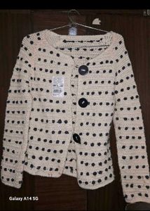 Crochet Cardigan with Polka Dots