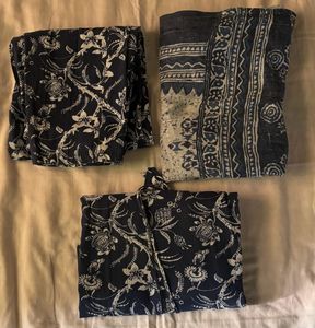 BLUE FLORAL PRINT COTTON  KURTA SET