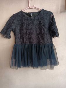Lace Detail Peplum Top