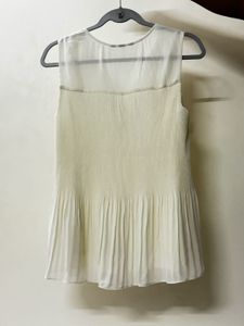 Pleated Chiffon Top Cream Color