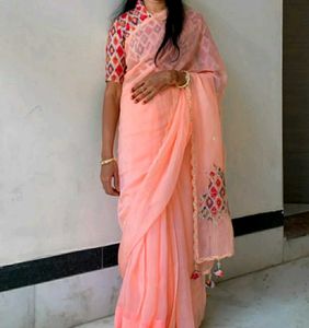 Designer Saree With Stitched Blouse