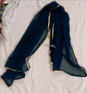 Navy Blue Embroidered Sleeveless Suit With Plazo