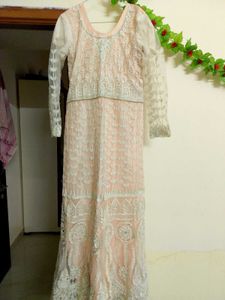 Traditional 🌸💮Peach Colour Embroidery LongFrock